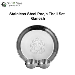 Stainless Steel Pooja Thali Set Ganesh