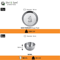 Stainless Steel Pooja Thali Set Shiv Parvati