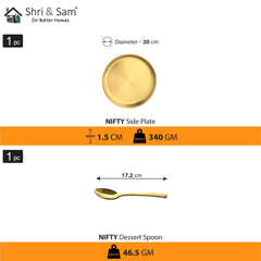 Stainless Steel Small Thali Set with Gold PVD Coating Nifty