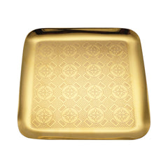 Stainless Steel Square Tray with Gold PVD Coating and Laser Robusto