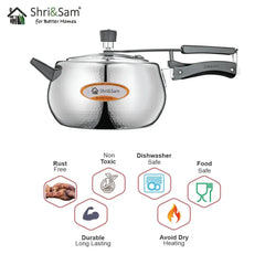 Stainless Steel Triply Bharat Belly Hammered Pressure Cooker