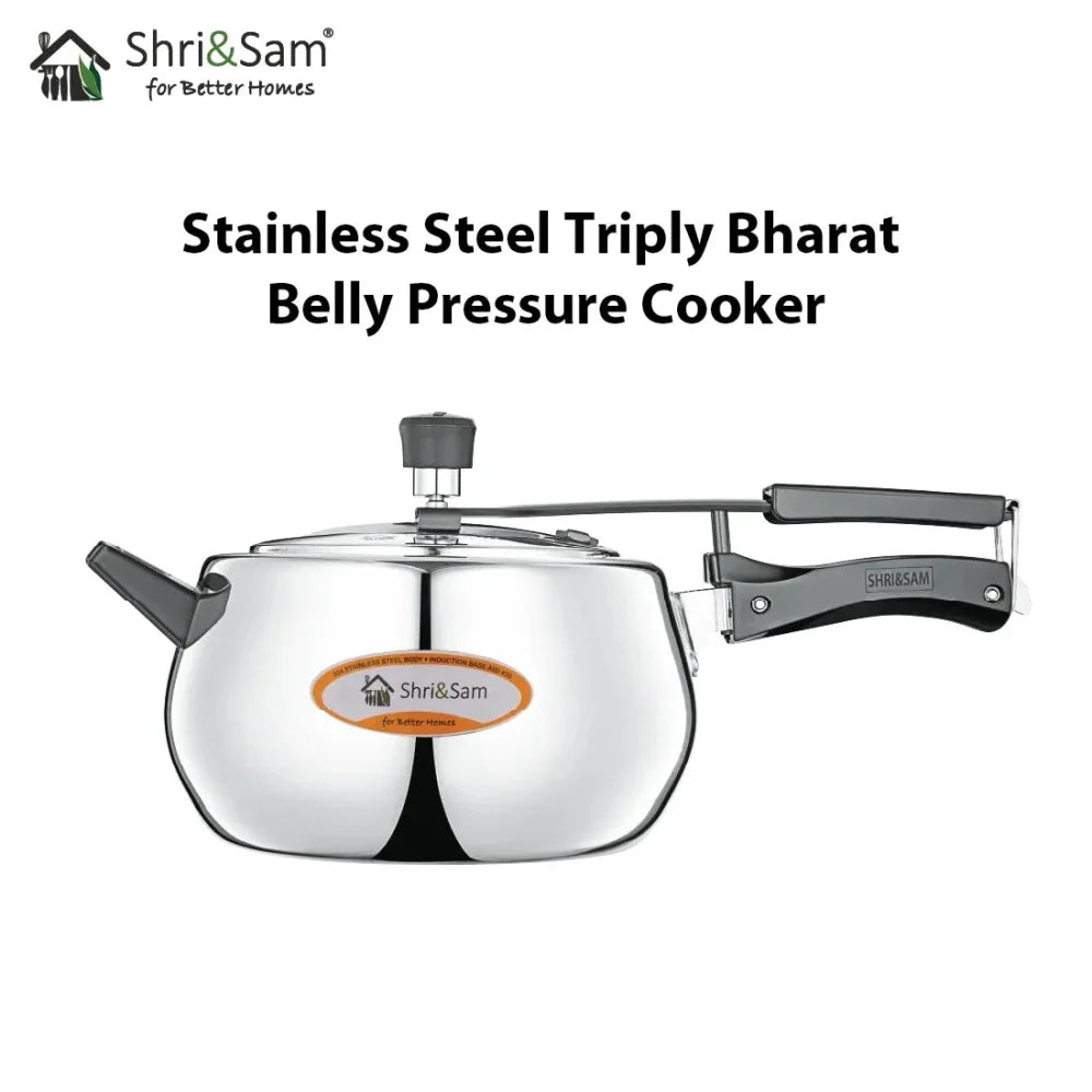 Stainless Steel Triply Bharat Belly Pressure Cooker