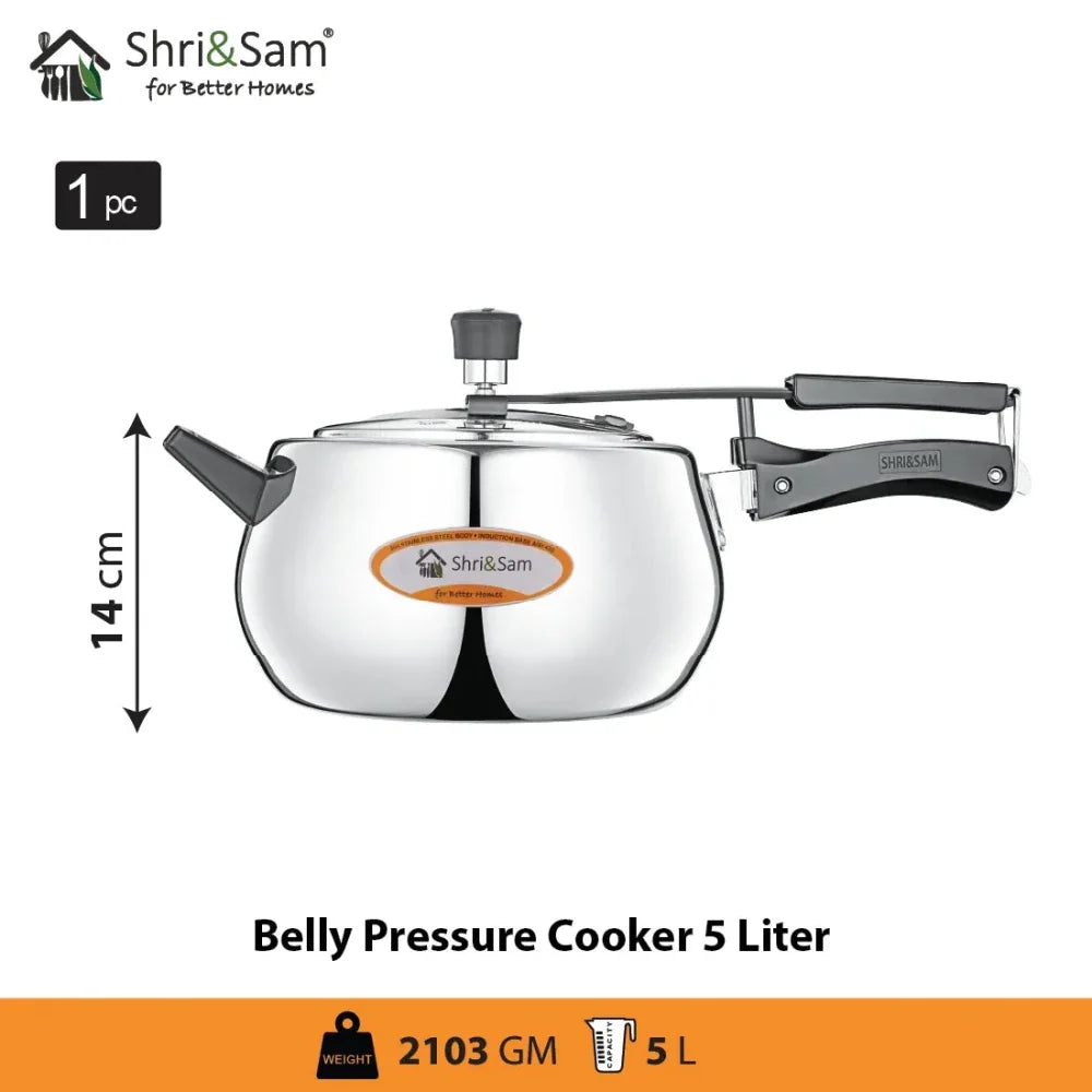 Stainless Steel Triply Bharat Belly Pressure Cooker