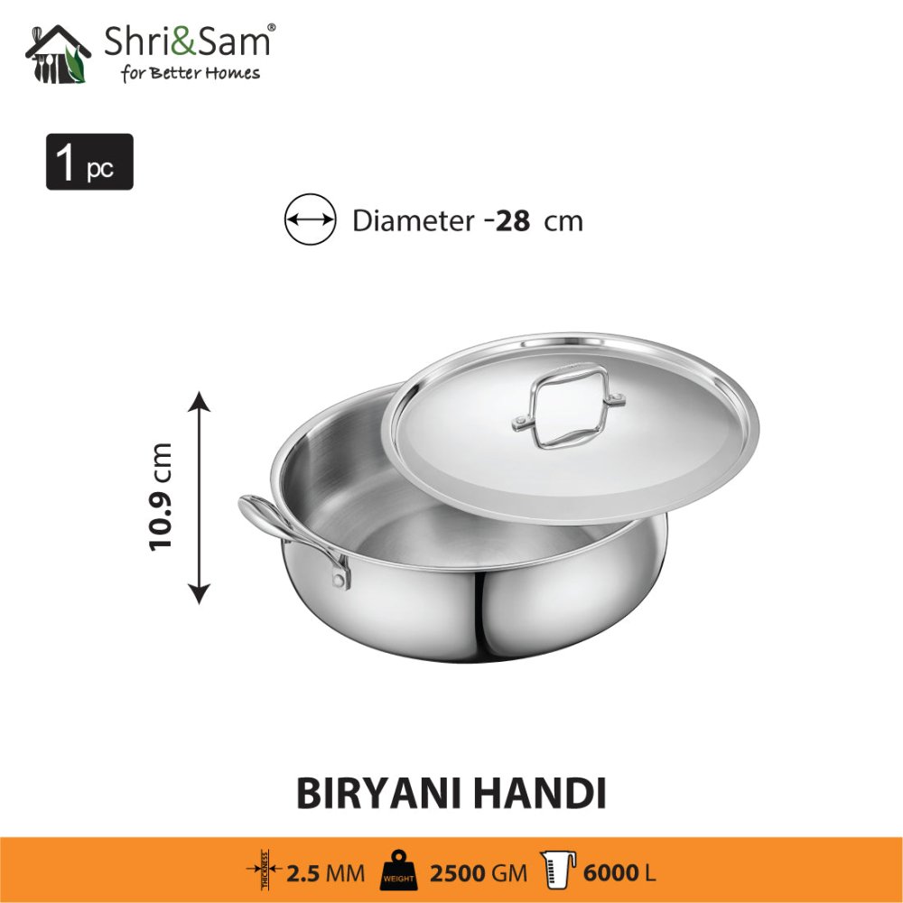 Stainless Steel Triply Bharat Biryani Handi with Lid