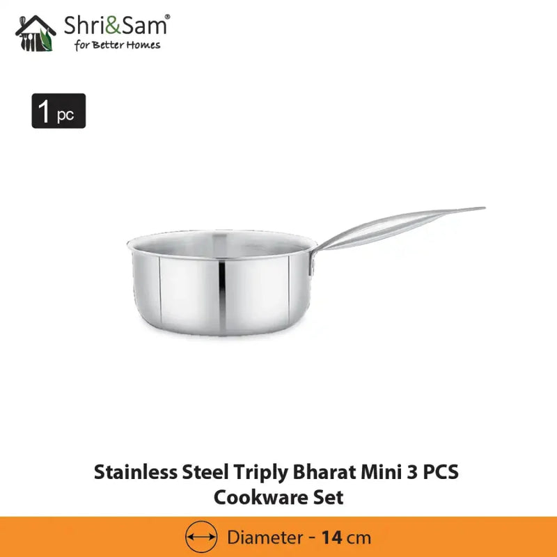 Stainless Steel Triply Bharat Mini 3 PCS Cookware Set