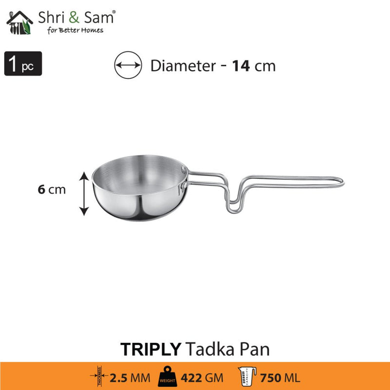 Stainless Steel Triply Tadka Pan
