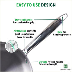 TurboCuk Tri-ply Stainless Steel Fry Pan+ Glass Lid, Premium Quality, 3 Layer Thick Body, 100% Toxin-free, Non-stick, Induction & Gas, 1.5/1.7/1.9L