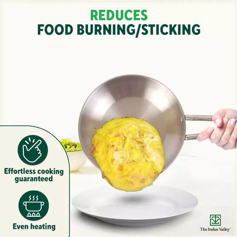 Tri-Steel Premium Stainless Steel Fry Pan, Tri-ply (3 Layer) Induction Bottom, 1.5L, Blue