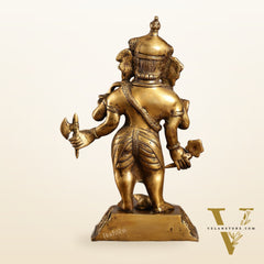 Standing Brass Ganesha Idol | 12.5-inch Height