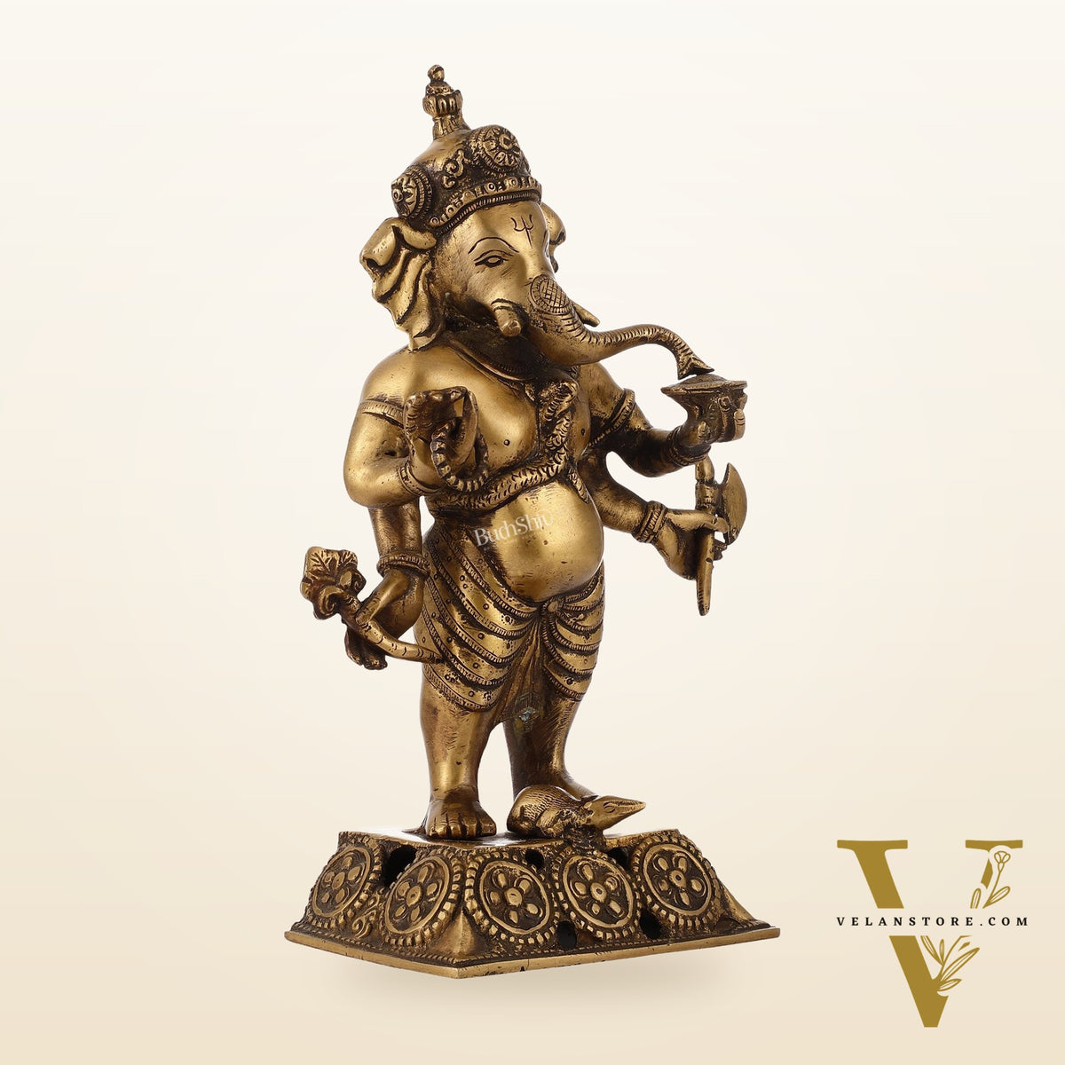 Standing Brass Ganesha Idol | 12.5-inch Height