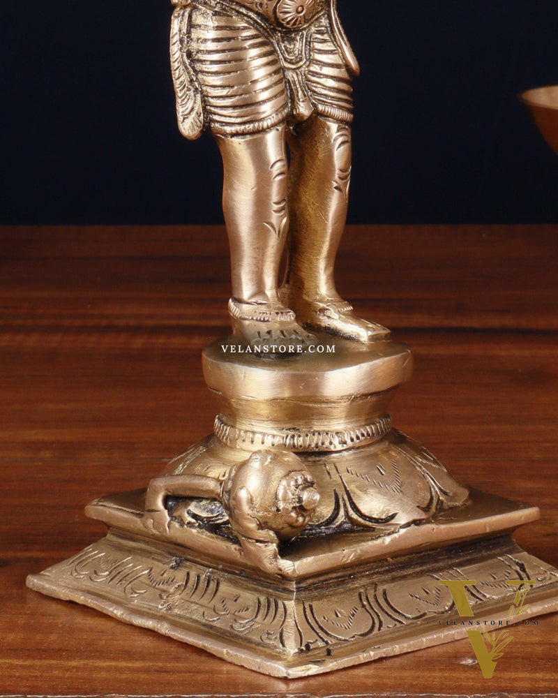 Standing Brass Lord Hanuman in Namaste Anjali Mudra – 9 Inch
