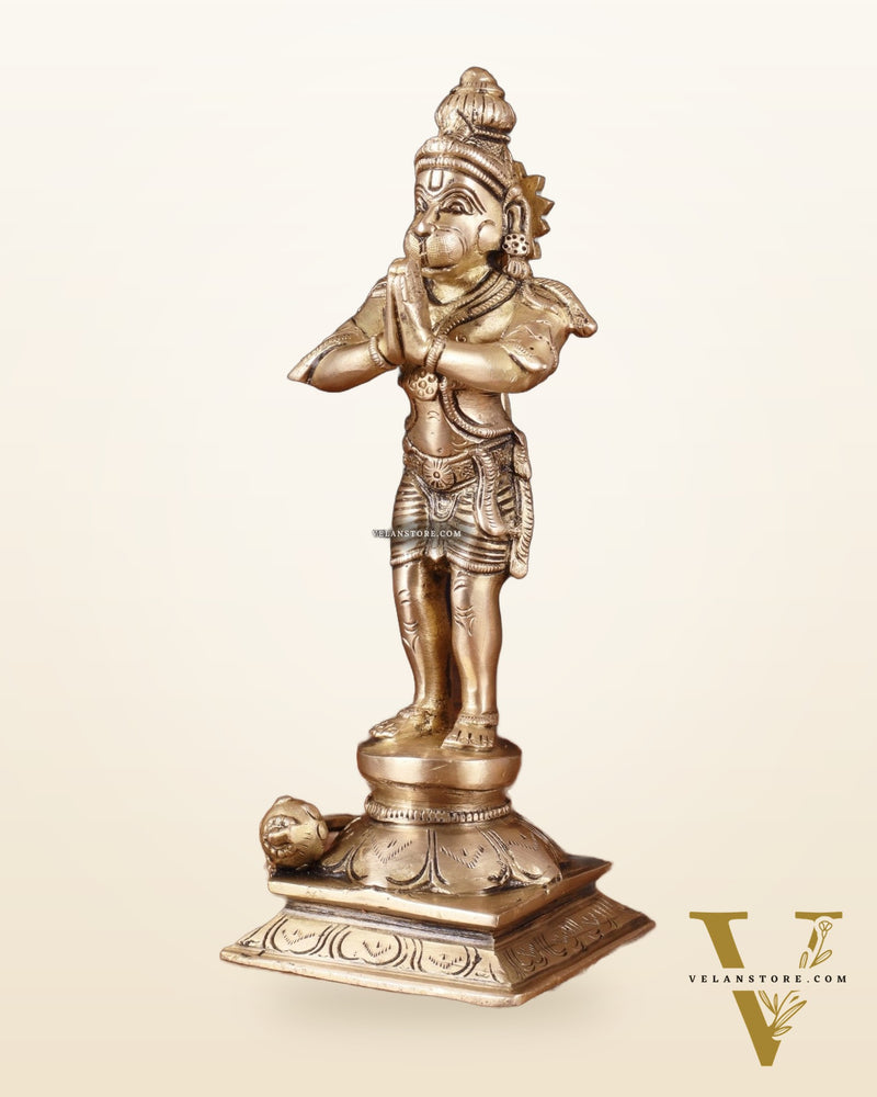 Standing Brass Lord Hanuman in Namaste Anjali Mudra – 9 Inch