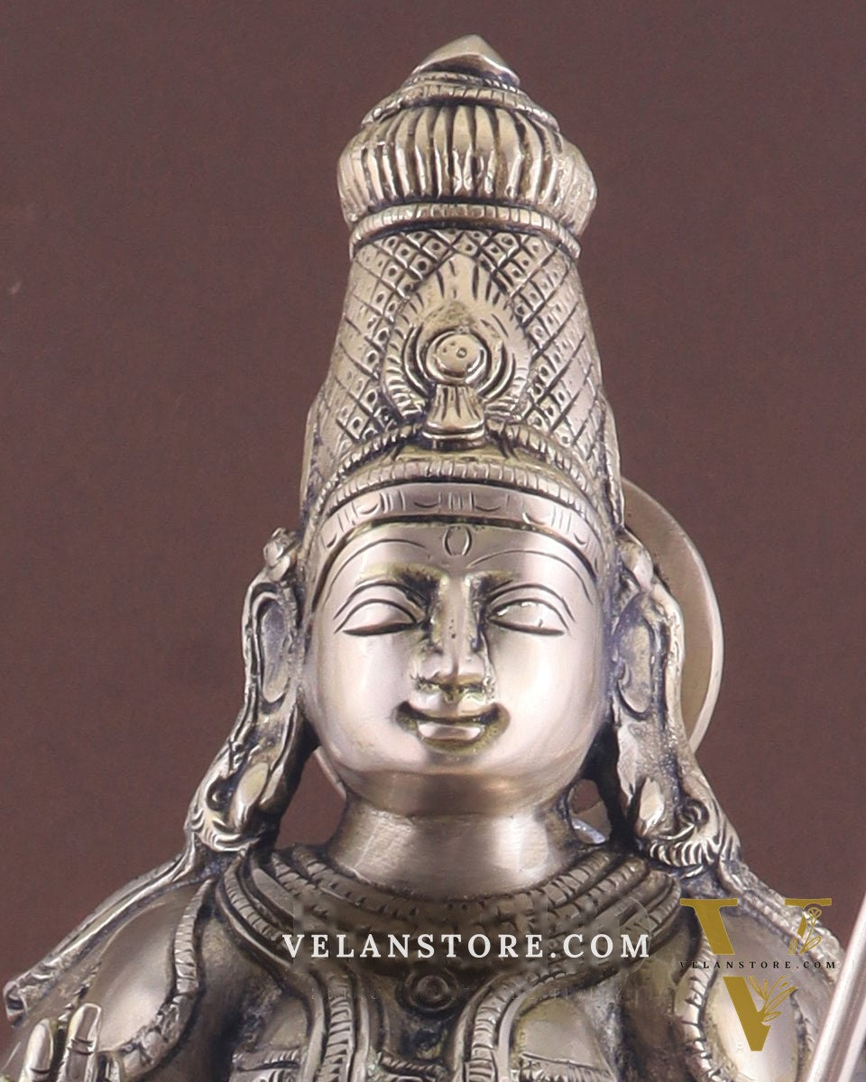 Standing Durga Brass idol with 8 arms and lion 18 inch