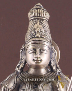 Standing Durga Brass idol with 8 arms and lion 18 inch