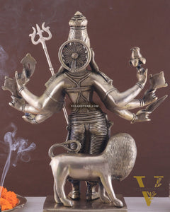 Standing Durga Brass idol with 8 arms and lion 18 inch