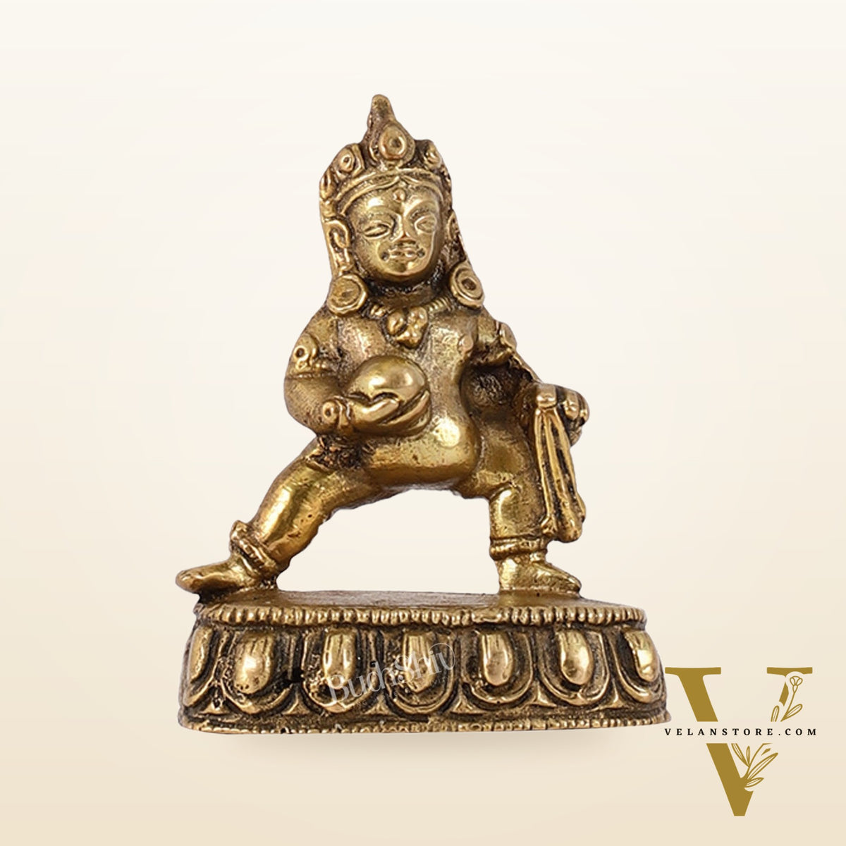 Standing Kubera Brass Idol | Wealth God | 3" Height