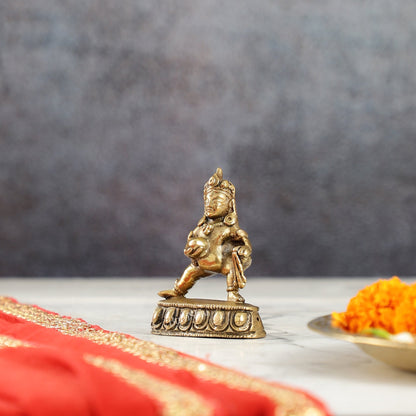 Standing Kubera Brass Idol | Wealth God | 3" Height