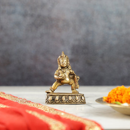 Standing Kubera Brass Idol | Wealth God | 3" Height