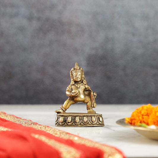 Standing Kubera Brass Idol | Wealth God | 3" Height