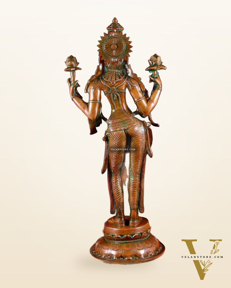 Standing Lakshmi Statue – 24.5” Brass statue with chola bronze layer