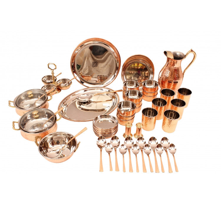 Pure Steel Copper 63 Piece Dinner Set for Tableware Kitchen & Dining