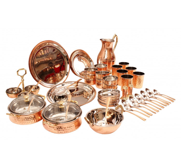 Pure Steel Copper 63 Piece Dinner Set for Tableware Kitchen & Dining
