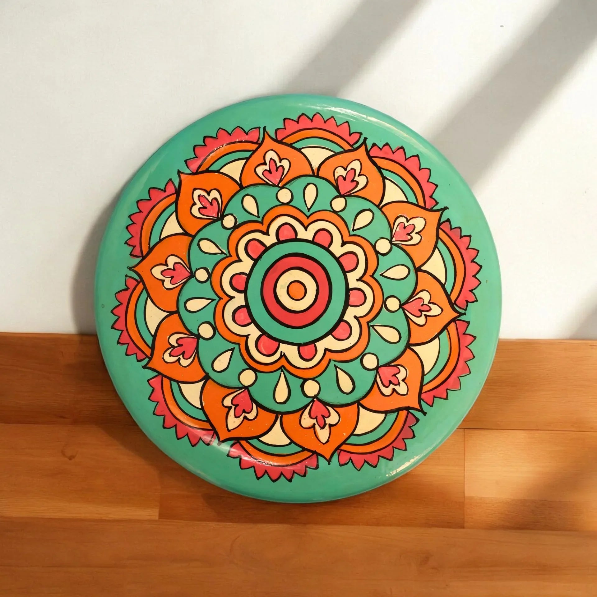 Hand Painted Spice Box With 7 Compartments- Beautiful Rangoli Design