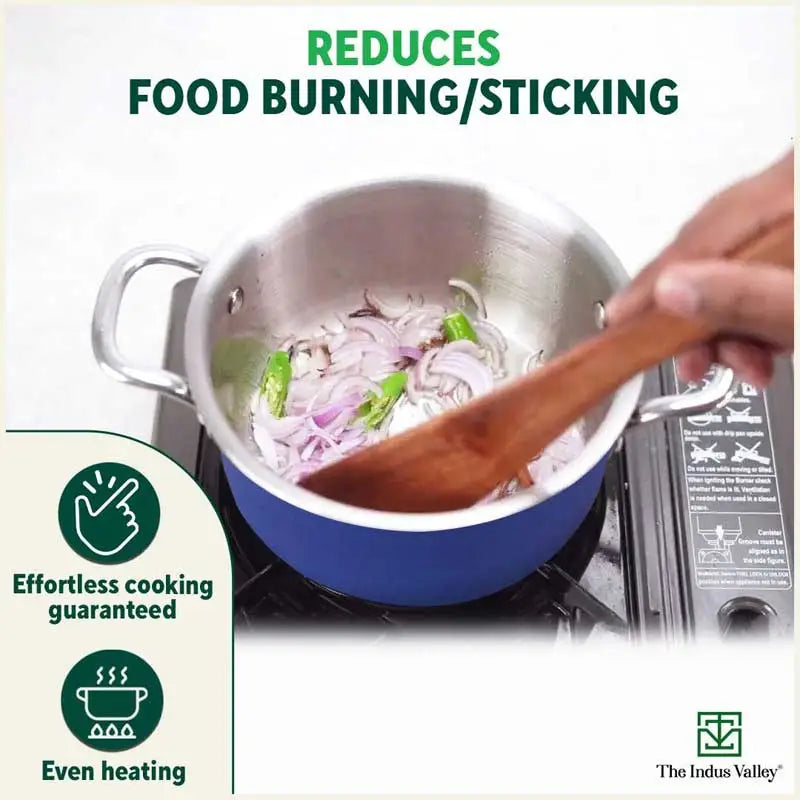 Tri-Steel Premium Stainless Steel Casserole/ Saucepot with Steel Lid, Tri-ply (3 Layer) Induction Bottom, 1.9L, Blue