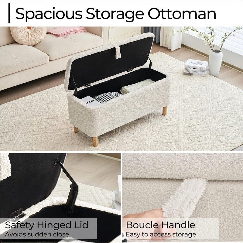 Fabric ottoman bench with storage