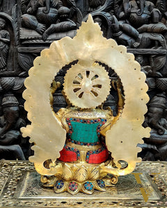 Stunning Brass Ganapati Statue on Lotus Throne with Prabhavali Arch - 15.5
