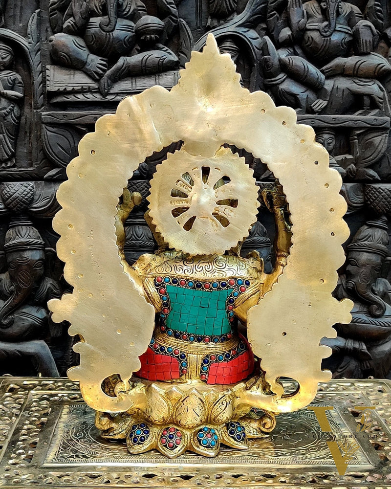Stunning Brass Ganapati Statue on Lotus Throne with Prabhavali Arch - 15.5