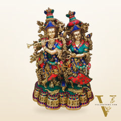 Stunning Handmade Brass Radha krishna Idol together 28 inch