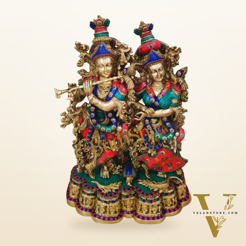 Stunning Handmade Brass Radha krishna Idol together 28 inch