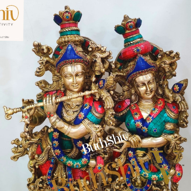 Stunning Handmade Brass Radha krishna Idol together 28 inch