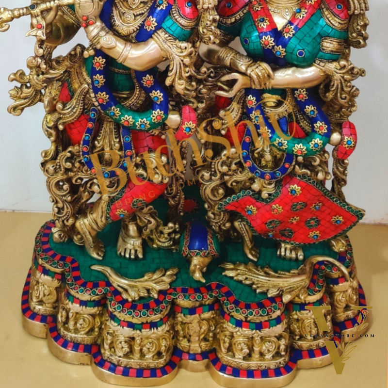 Stunning Handmade Brass Radha krishna Idol together 28 inch