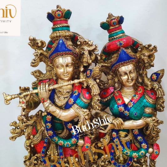 Stunning Handmade Brass Radha krishna Idol together 28 inch