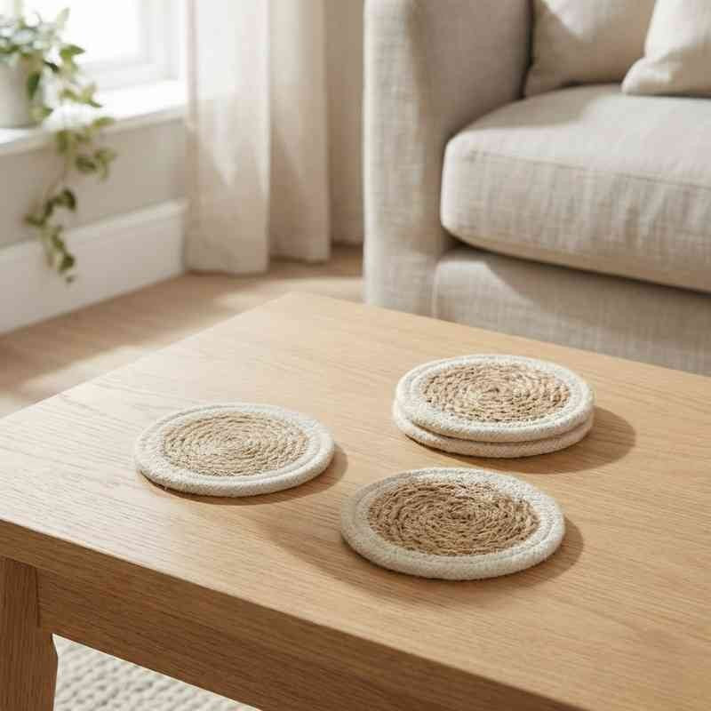 Stylish Natural Jute Coaster Set of 4