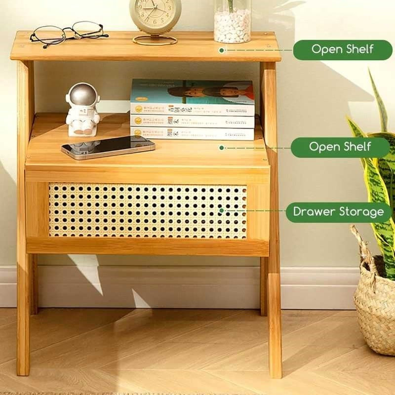 Stylish Nightstand Table with Drawer and Shelf