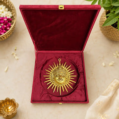 Brass Sun Face Wall Hanging With Velvet Box (9 Inch)