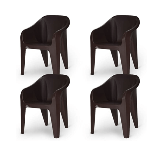 घर और ऑफिस के लिए सुप्रीम फ़्यूचरा प्लास्टिक कुर्सियाँ (4 का सेट, ग्लोबस ब्राउन) 