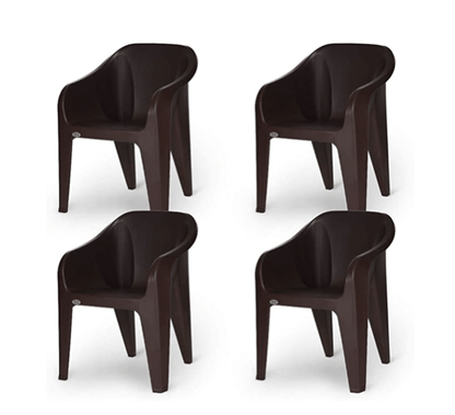 घर और ऑफिस के लिए सुप्रीम फ़्यूचरा प्लास्टिक कुर्सियाँ (4 का सेट, ग्लोबस ब्राउन) 