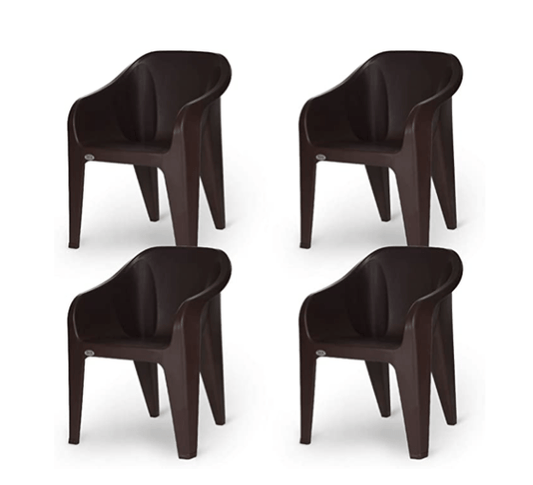 வீடு மற்றும் அலுவலகத்திற்கான சுப்ரீம் ஃபியூச்சுரா பிளாஸ்டிக் நாற்காலிகள் (4 தொகுப்பு, குளோபஸ் பிரவுன்) 