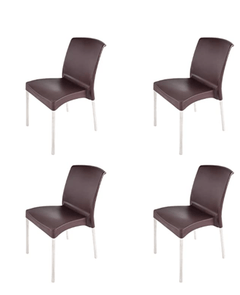 Supreme Hybrid Plastic Chair (Globus Brown, Set of 4)-1