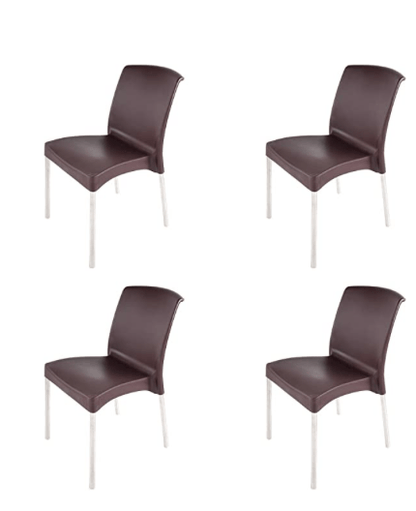 சுப்ரீம் ஹைப்ரிட் பிளாஸ்டிக் நாற்காலி (குளோபஸ் பிரவுன், 4 தொகுப்பு) 