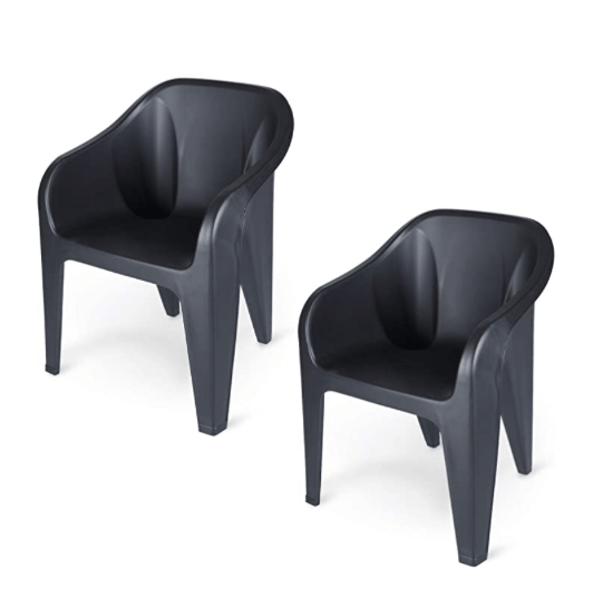 வீடு மற்றும் அலுவலகத்திற்கான சுப்ரீம் ஃபியூச்சுரா பிளாஸ்டிக் நாற்காலிகள் (2 தொகுப்பு, கருப்பு) 