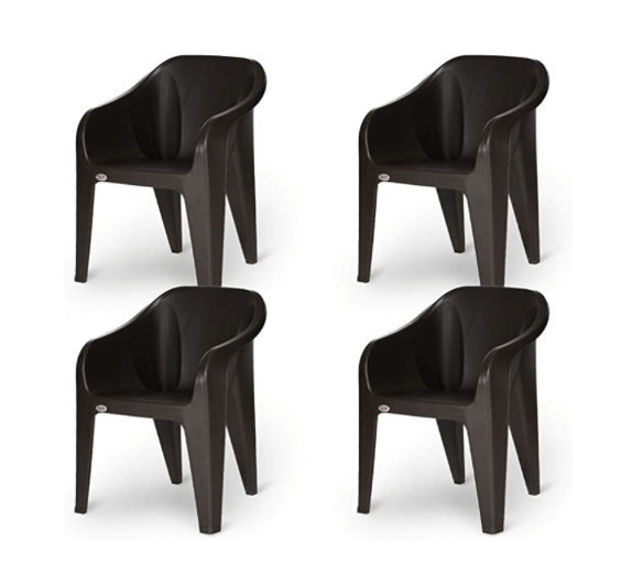 घर और ऑफिस के लिए सुप्रीम फ़्यूचरा प्लास्टिक कुर्सियाँ (4 का सेट, वेंज) 