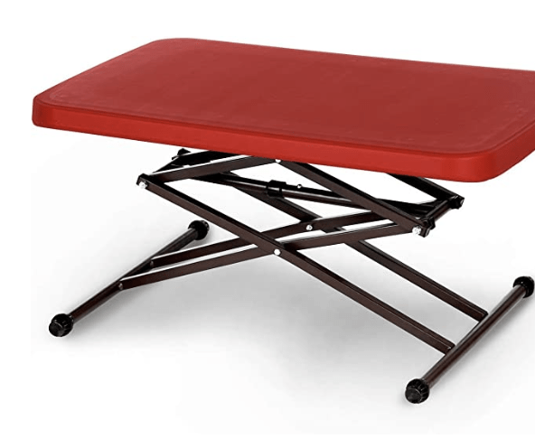 घर से काम करने, अध्ययन, भोजन और बाहर के लिए सुप्रीम सिज़र ऊंचाई-समायोज्य बहुउद्देश्यीय प्लास्टिक टेबल (लाल, फोल्डिंग टेबल, आयताकार) 