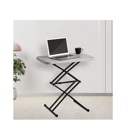 सुप्रीम सिज़र समकालीन ऊँचाई-समायोज्य बहुउद्देश्यीय प्लास्टिक टेबल घर से काम करने, अध्ययन, भोजन और बाहर के लिए (ग्रे, फोल्डिंग टेबल, आयताकार) 