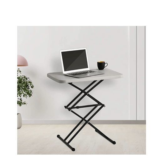 सुप्रीम सिज़र समकालीन ऊँचाई-समायोज्य बहुउद्देश्यीय प्लास्टिक टेबल घर से काम करने, अध्ययन, भोजन और बाहर के लिए (ग्रे, फोल्डिंग टेबल, आयताकार) 