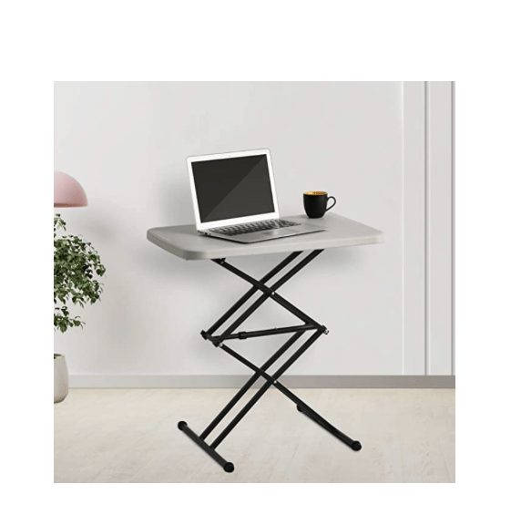 Supreme Scissor Contemporary Height-Adjustable Multi-Purpose Plastic Table for Work from Home, Study, Dining &amp; Outdoor (Grey, Folding Table, Rectangular)-1